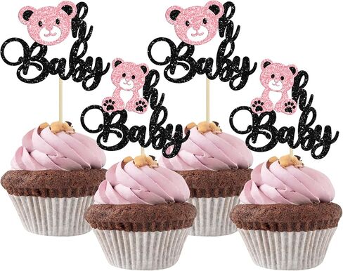 Gyufise 24 PCS Bear Oh cupcake toppers jungle Animals decorations and supplies in Kuwait