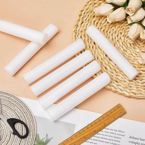 Fabbay 30 Pieces 6 Inch White Foam Cylinders for Crafts Foam Tubes Rods Cylinders Shape for Modeling, DIY Crafts and Arts Projects Decorations Supplies in Kuwait