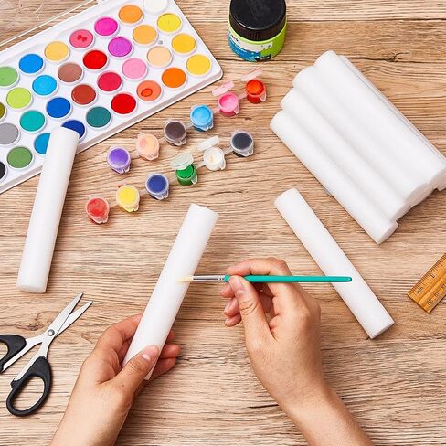 Fabbay 30 Pieces 6 Inch White Foam Cylinders for Crafts Foam Tubes Rods Cylinders Shape for Modeling, DIY Crafts and Arts Projects Decorations Supplies in Kuwait