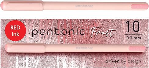 Pentonic Ballpoint Pens, 10 Count, Frosted Pale Pink Barrel with Red Ink, 0.7 mm Fine Point, Smooth Writing For Journaling & Note Taking (PEN13087) in Saudi Arabia