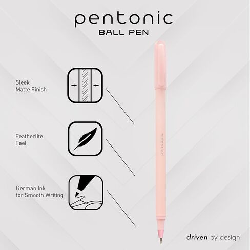 Pentonic Ballpoint Pens, 10 Count, Frosted Pale Pink Barrel with Red Ink, 0.7 mm Fine Point, Smooth Writing For Journaling & Note Taking (PEN13087) in Saudi Arabia