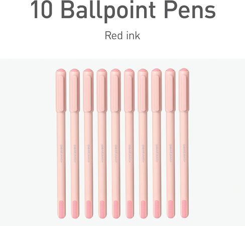 Pentonic Ballpoint Pens, 10 Count, Frosted Pale Pink Barrel with Red Ink, 0.7 mm Fine Point, Smooth Writing For Journaling & Note Taking (PEN13087) in Saudi Arabia
