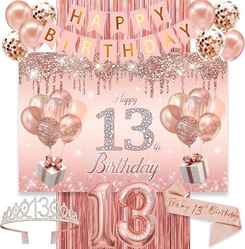 15th Birthday Decorations for Girls,rose gold happy birthday banner,happy 15th birthday Backdrop, it’s my 15th Birthday Sash, Sweet Rhinestone Tiara Crown,15th Balloons, Rose Gold in Kuwait