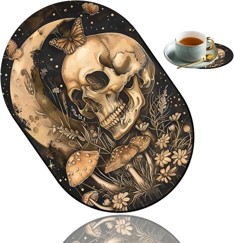 Personalized Mousepad with Coaster Set, Crow Skull - Stylish Design Mousepad Non-Slip Rubber Gaming Mousepad, Suitable for Office Families in Saudi Arabia