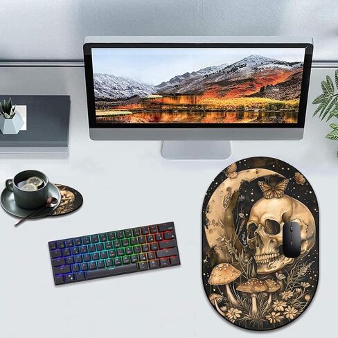 Personalized Mousepad with Coaster Set, Crow Skull - Stylish Design Mousepad Non-Slip Rubber Gaming Mousepad, Suitable for Office Families in Saudi Arabia