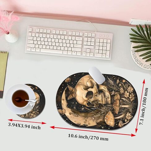 Personalized Mousepad with Coaster Set, Crow Skull - Stylish Design Mousepad Non-Slip Rubber Gaming Mousepad, Suitable for Office Families in Saudi Arabia