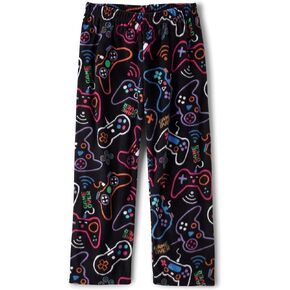 The Children's Place Girls' Fleece Pajama Pants, Black/Pink Plaid