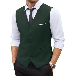 COOFANDY Men's Casual Dress Suit Vest Slim Fit Business Formal Waistcoat Vest