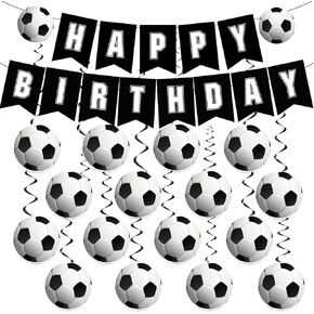 Soccer Birthday Party Decorations, Soccer Party Decorations Include Happy Birthday and Soccer Hanging Swirls, Soccer Birthday Party Supplies