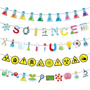 gisgfim 5-Piece Science Banners - Classroom Decor, Chemistry Lab Banner, Party Decorations, Scientist Birthday Party Supplies