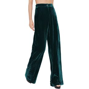 Velius Women's Sexy Metallic Sparkly Wide Leg Pants Trousers Clubwear