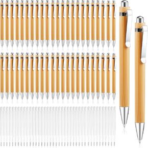 20 Pcs Bamboo Pens Bulk,Wooden Retractable Ballpoint Pens,Bamboo Ballpoint Pen With 20 Refills for Writing,1.0mm Black Ink Pens Wood Ballpoint Pen for Journal School Office Supplies