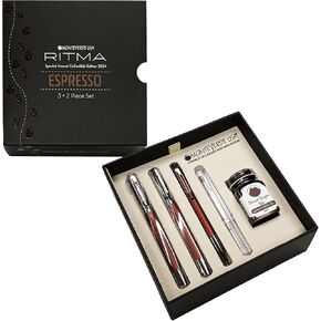 مجموعة هدايا Monteverde Ritma 3+2 قطعة ، Purple - تشمل قلم نافورة Nib العريضة ، Rollerball ، Ballpoint ، 30 مل حبر وإعادة الملء - مجموعة أكياس متميزة للمحترفين والجمع