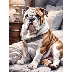 PUAGEMTI Diamond Painting Kits for Adults, English Bulldog Diamond Art Kits, Watercolor Animal Full Drill, Dog Crystal Rhinestone Diamond Embroidery Craft Kits for Home Wall Decor 12x16 inch
