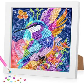 Bowetile Hummingbird 5D مجموعات فن الماس للمبتدئين للبالغين مع إطار ، وطيور الطلاء الماس الماس للبالغين ، DIY الحفر الكاملة الماس الكريستال لوحات الفنون والحرف اليدوية لديكور الجدار المنزلي in Kuwait
