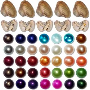 20PC Freshwater Pearl Love Wish Pearl Oyster with Round Pearl Inside Meaningful Color Cultured Oyster Pearls Beads for Jewelry Making Crafts Gifts(5.5-7.5mm, 20 PCS/Lot)