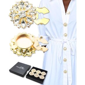 Button Covers for Women 6 Set Rhinestone Cuff Link Silver White Crystal for Men Shirts Suitable Dress DIY and Holiday Decoration Embellishments Gifts Idea in Saudi Arabia