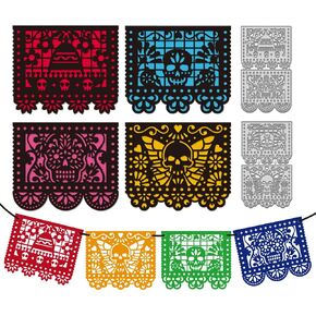 WADORN 2Pcs Day of The Dead Banners Cutting Die, Halloween Skull Background Cutting Dies Flag Metal Scrapbooking Stencils Die for DIY Embossing Photo Album Decor Cards Making Craft
