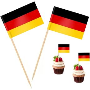100 Pcs Germany Flag German Toothpick Flags, Cocktail Picks Mini Stick Cupcake Toppers Country Picks Party Decoration Celebration Cocktail Food Bar Cake Flags ﻿