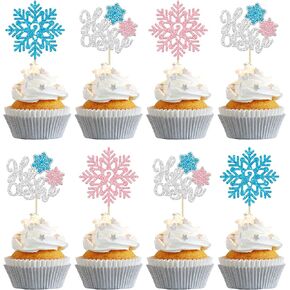 Gyufise 36 Pack Snowflake Cupcake Toppers Silver Glitter Winter Frozen Theme Cupcake Picks Baby Shower Kids Birthday Party Christmas Cake Decorations Supplies