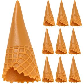 HEMOTON 12 Pcs Mini Realistic PVC Ice Cream Cone Adorable Ice Cream Cone Pretend Play Food Dollhouse Refrigerator Supplies for Home Shops Staging Decoration