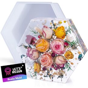 LET'S RESIN Large Silicone Square Molds for Resin, Glossy Deep Square Molds 8''x 3'' w/Wooden Support, Epoxy Resin Molds for Flowers Preservation, Resin Casting Molds for DIY Home Décor