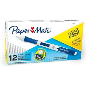 Paper Mate Clearpoint Mechanical Pencils 0.7mm, HB #2 Pencil Set, Art Supplies, Teacher Supplies, Sketching Pencils, Drafting Pencils, College School Supplies, Blue Barrels, 12 Count