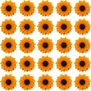 50 Pieces Mini Resin Sunflowers Embellishments Flat Back Cabochons DIY Scrapbooking Crafting Art Projects Making Ornament Phone Case Decorations 18mm