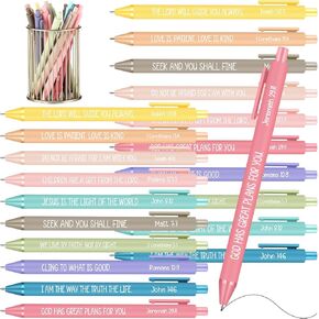 Cholemy 50 Pcs Christian Religious Ink Pens Inspirational Quotes Pens Bible Verse Ballpoint Pens Funny Office Pens Religious Party Favors for Coworkers Office Church Supplies