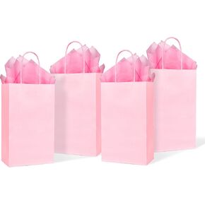 DjinnGlory 24 Pack Small Green Paper Gift Bags with Handles 9x5.5x3.15 Inch and Green Tissue Paper for Party Favors Goodies, Small Business, Merhandises (Solid Green)