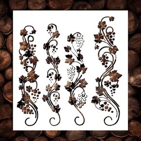 Tree Vine Leaves Stencil Template - Reusable Leaf Vines Decorative Stencils for Painting on Wood, Glass, Wall Rock, Walls, Canvas, Glassware, Airbrushing, Spray Painting (10x10)