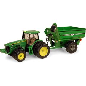 ERTL Big Farm John Deere Tractor Toy with J&M Grain Cart - 1:64 Scale - Farm and Construction Toys - Authentic Die-Cast John Deere Tractor Toys - 8 Years and Up,Green