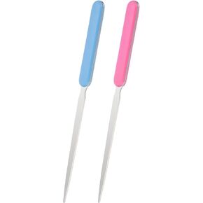 PATIKIL Letter Opener, 2 Pcs Stainless Steel Lightweight Handle Envelope Opener Mail Opener Letter Slitter for Office Home Box Open, Pink/Blue