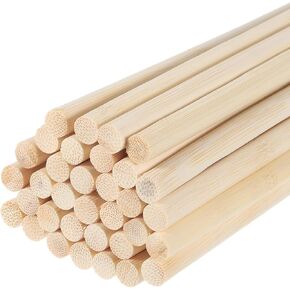 MECCANIXITY Wooden Dowel Rods,30cm/12" Round Dowel Rod Wood Sticks,8mm/0.31" Bamboo Stick for Arts Crafts, Photo Booth Props, DIY Building Model,60 Pack
