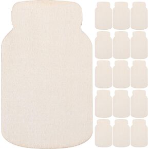 NUOBESTY 24pcs Blank Mason Jar Wooden Slices Unfinished Jar Shape Plaque Signs for Craft Embellishments Door Decors