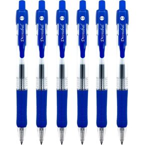 Red Ballpoint Pens for School Office with Rubber Grip，Fine(0.5mm) Point Retractable-Set of 6 Writing Pens