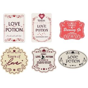 Valentine Potion Bottle Stickers, Valentine's Day Wine Bottle Labels, Valentines Day Decor Decals for Valentines Wedding Anniversary Party Supplies,6 Designs,60 Pcs
