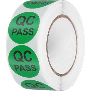 uxcell 3Roll 1500Pcs QC Pass Labels, 1 Inch Round Inventory Quality Control Stickers for Warehouse Management Organization Inspection, Green