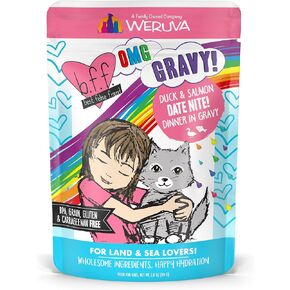 Weruva B.F.F. OMG - Best Feline Friend Oh My Gravy!, Rainbow A Gogo Variety Pack! Cat Food, 3oz Pouch (Pack of 12)
