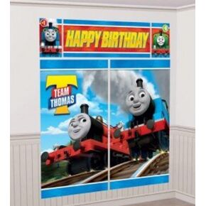 Amscan Thomas The Tank Engine Scene Setter Photo Background Poster 5 Count Birthday Party Supplies, Multicolor