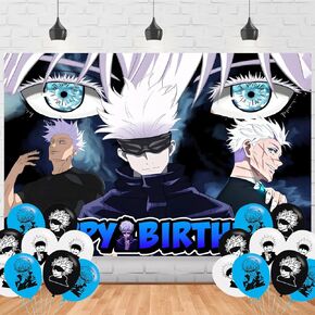 Satoru Anime Gojo Party Supplies5x3FT,Satoru Anime Gojo Backdrop,Satoru Anime Gojo Theme Happy Birthday Party Banner for Boys and Girls Cartoon Anime Party Decoration