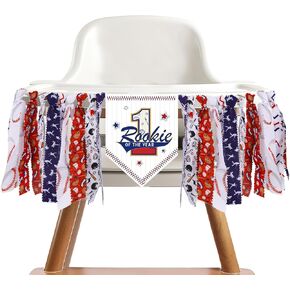 Baseball 1st Birthday Decorations Boy - Rookie of The Year High Chair Banner, Baseball One High Chair Banner, First Birthday Highchair Banner Decor for Photo Booth Props