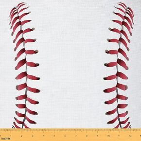 Baseball Laces Fabric by The Yard Sports Baseball Ball Stitches Upholstery Fabric for Clothing Quilting Sewing,Red Lace Seam Decorative Fabric European Sport Outdoor Fabric,1 Yard,White Red