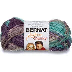 Bernat Softee Chunky Ombre Yarn, 2.5 oz, Gauge 5 Bulky Chunky, 100% Acrylic, Denim Ombre