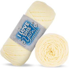 I Love This Yarn 4 - Medium Yarn for Crocheting & Knitting – Soft Yarn Skein – 355 Yards of Acrylic Yarn for Crocheting Blankets, Hats, & More – Craft Supplies for Handcrafting Accessories, Lemon Ice