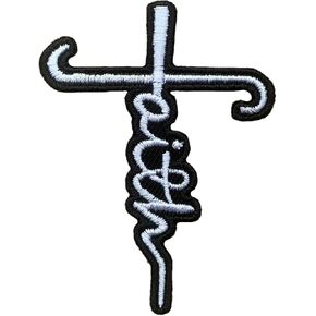Faith Cross Iron On Patches, Cute Decor Patches for Dress Backpacks Clothes Pants Jeans Hats, Embroidery Applique DIY Accessory, small, black
