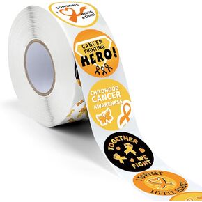 1000 Pcs Childhood Cancer Awareness Stickers - Ribbon Sticker Roll - Pediatric Cancer Awareness Sticker - Inspirational Gift for Public Charity Campaign Supplies
