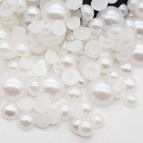 500pcs 6mm Half Pearl Bead Flat Back Half Round Pearl for DIY Decoration (White)