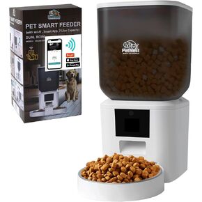 7L Automatic Dog Feeder ، وحدة تغذية Cat مع WiFi و HD Camera ، Tuya Smart App Control - موزع أغذية الحيوانات الأليفة ، محطة تغذية الكلاب المحددة ، مسجل صوت ، Duel Bowls | 7L ، WiFi ، App Smart ، HD Camera ، 2-bowl
