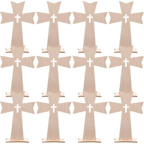 SEWACC 30pcs Unfinished Wood Cross Cutout Blank Wood Cross Pieces Table Signs for DIY Art Crafts Projects Church Home Decoration